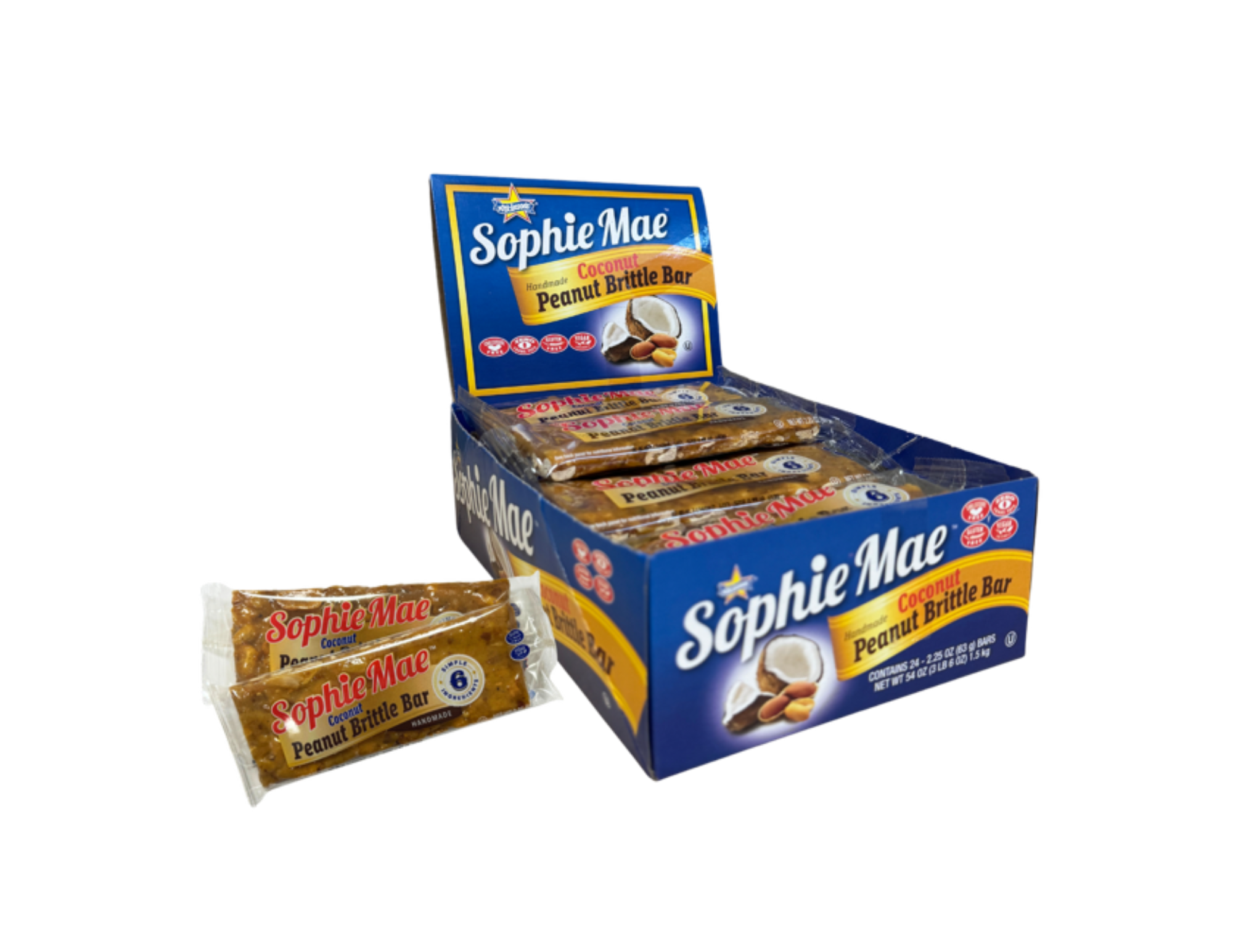 Sophie Mae® Coconut Peanut Brittle 2.25 oz Bar – Atkinson Candy Co. Sophie Mae® Coconut Peanut Brittle 2.25 oz Bar – Atkinson Candy Co.
