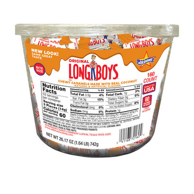 Long Boys® Jrs. Coconut Caramels - Tub (160 pieces)