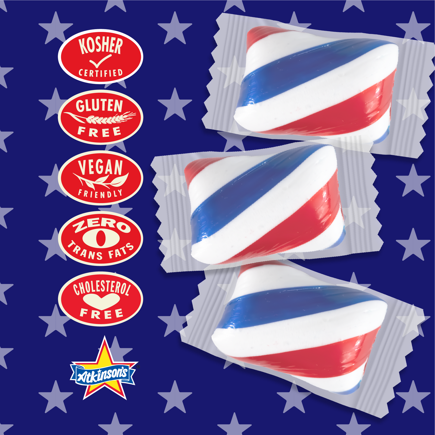 U.S.A. 250th Anniversary Red, White & Blue Cherry Twists