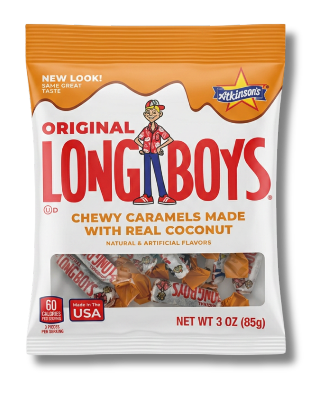Long Boys® Jrs. Coconut Caramels - 3 oz Peg Bag