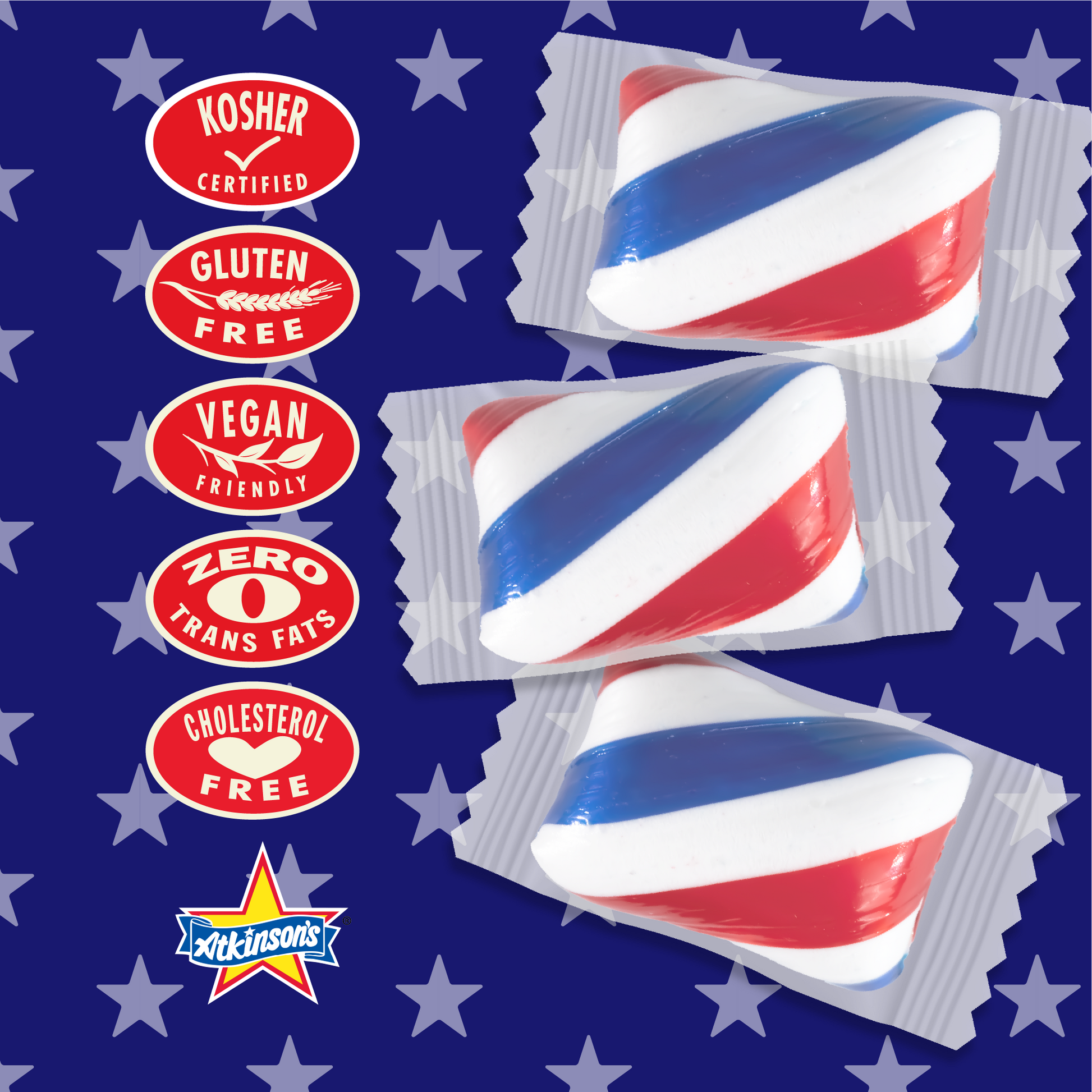 U.S.A. 250th Anniversary Red, White & Blue Cherry Twists U.S.A. 250th Anniversary Red, White & Blue Cherry Twists