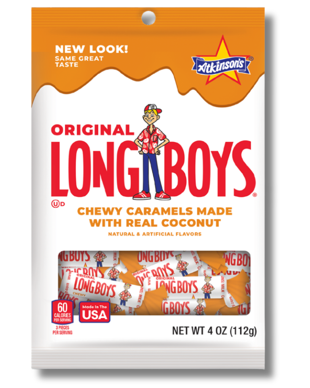 Long Boys® Jrs. Coconut Caramels - 4 oz Peg Bag